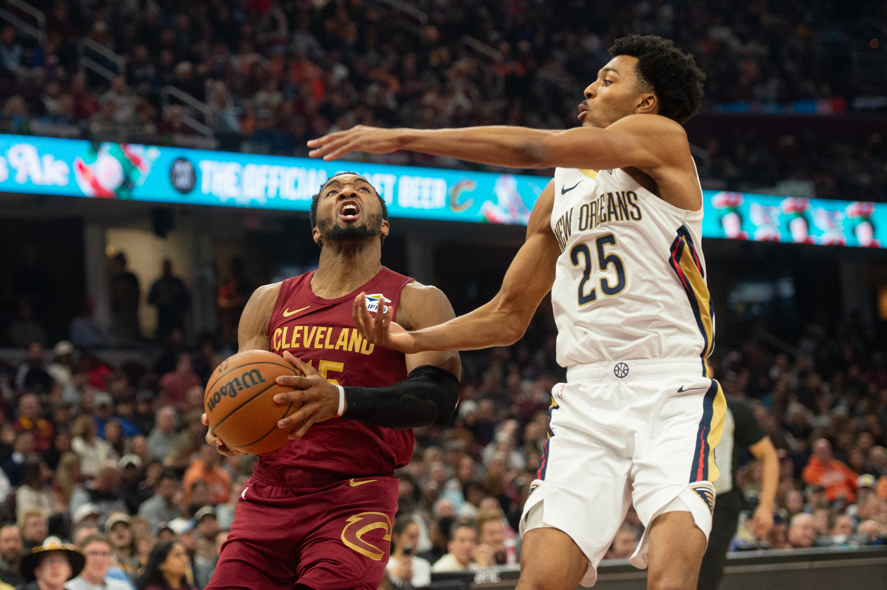 Donovan Mitchell and Sam Merrill propel Cleveland Cavaliers to 141-118 victory over New Orleans Pelicans