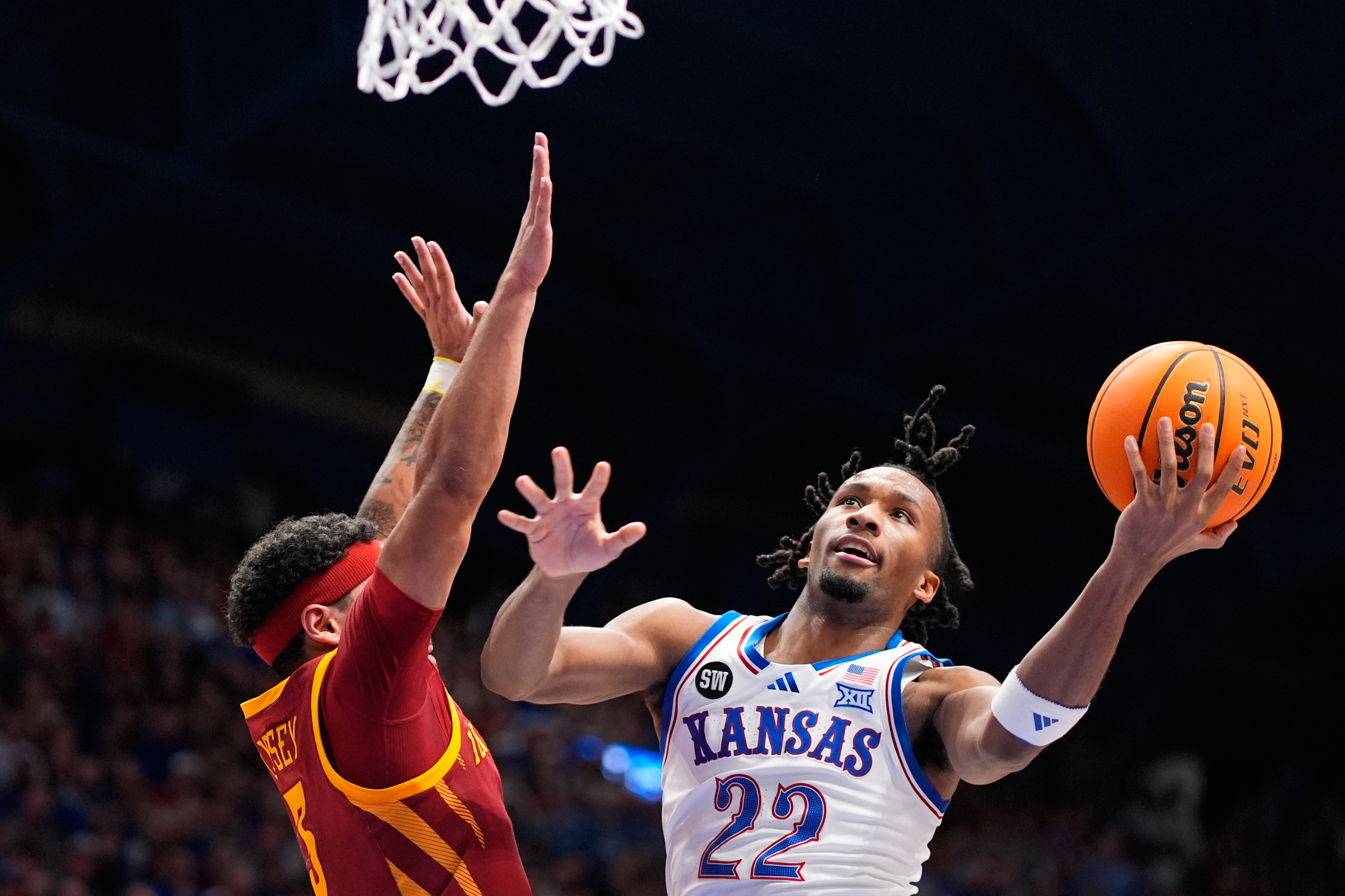 Kansas hands No. 2 Iowa State its 1st loss of the season with dominant 84-63 win at Allen Fieldhouse