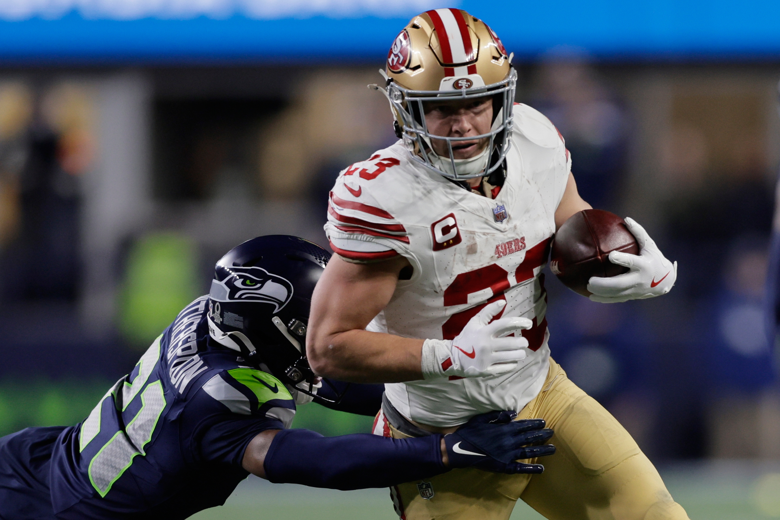 49ers star RB Christian McCaffrey injured in playoff game against Seahawks  | kens5.com