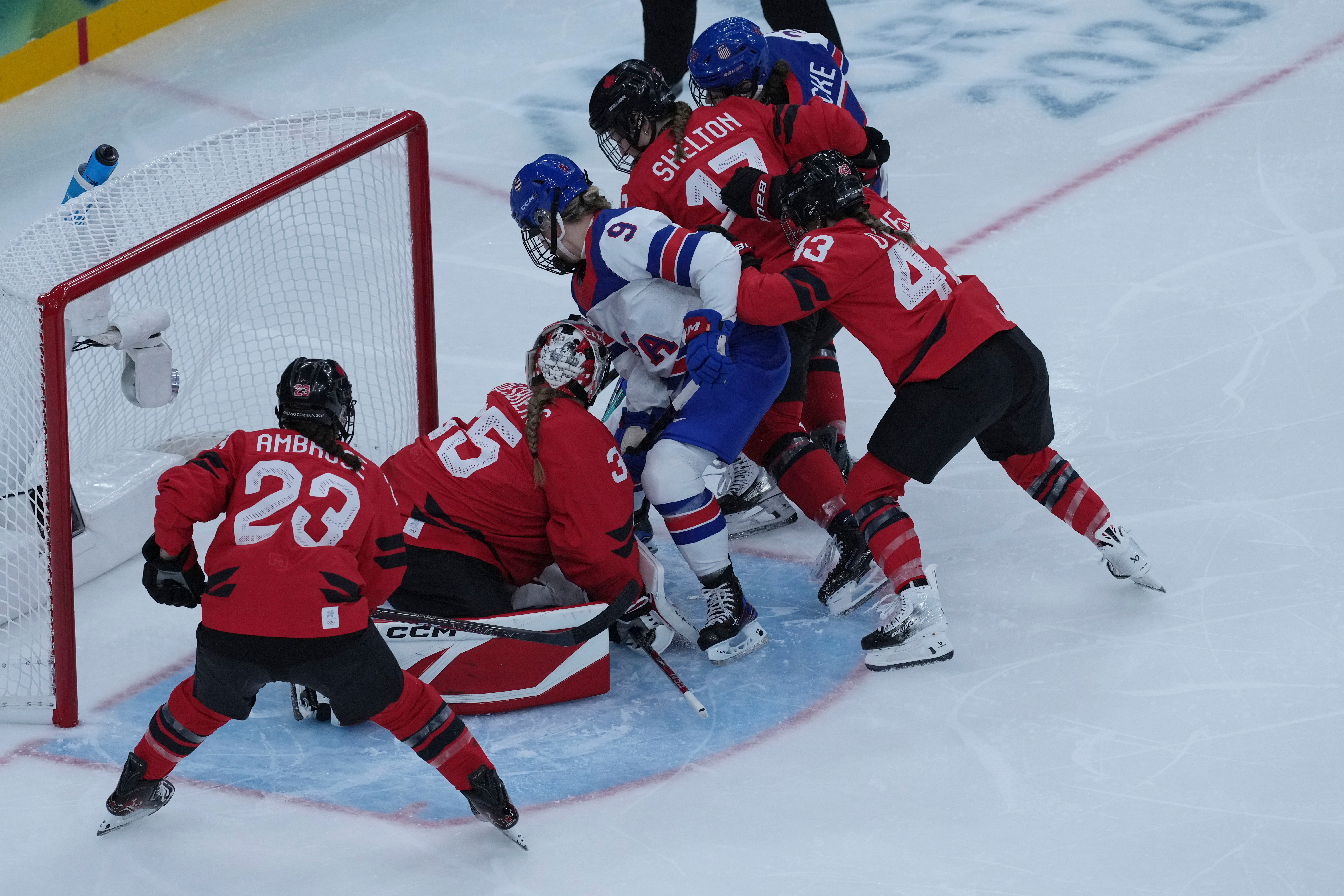 Gold medal favorite US women dominate a Canada team missing its captain in 5-0 win